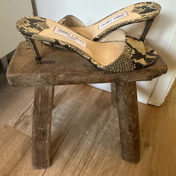 Jimmy Choo Stacey Snake-effect Leather Heels Sandals